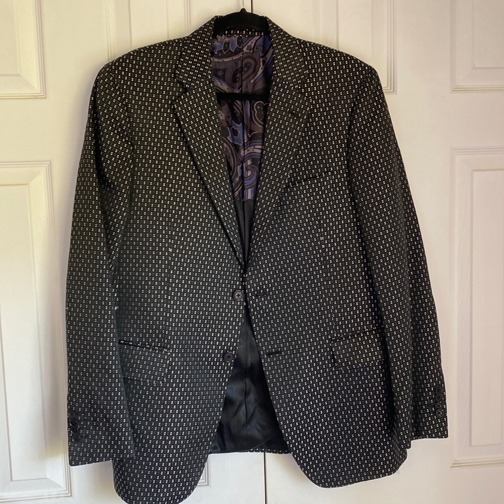 Etro sport jacket in black with silver metallics thread detail- Made in Italy
